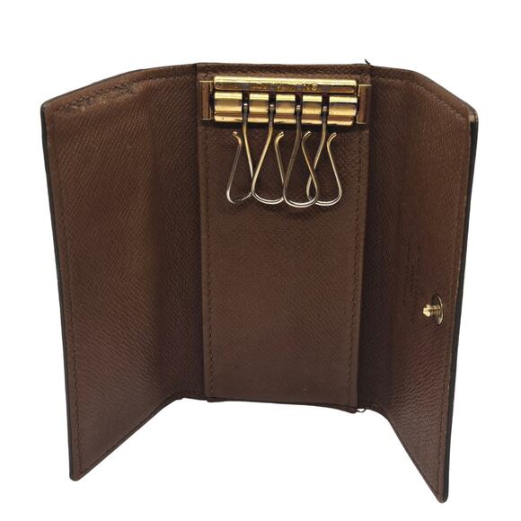 LOUIS VUITTON Paris Tri-Fold w/ Button 4 Ring Key Holder Wallet, Excellent Shape - Picture 1 of 10